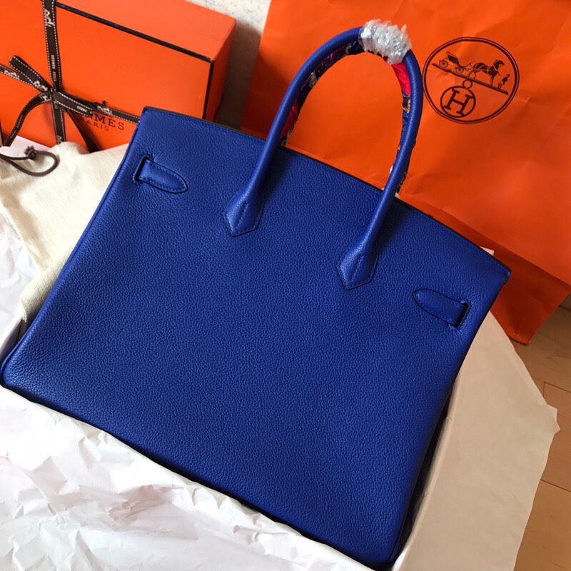 Hermes Birkin 35CM Togo Leather Handbag Dark Sea Blue